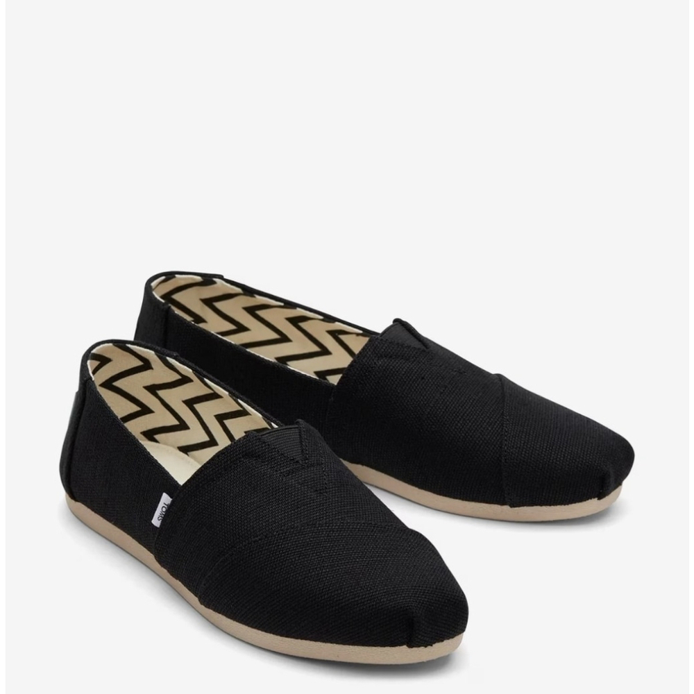 Toms Womens Alpargata Classic BLACK Canvas Slip-On Sneakers SZ 9 W - Picture 2 of 14